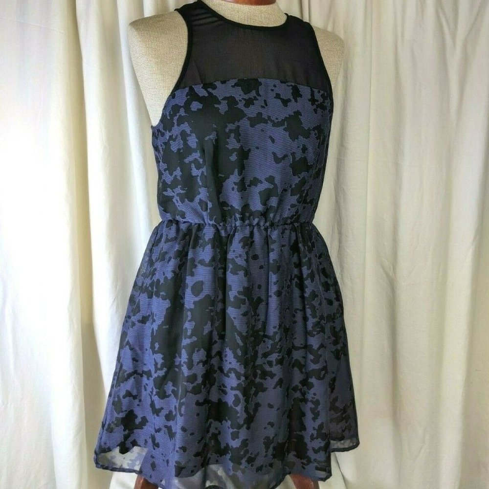 UO Black & Blue Floral Babydoll Dress